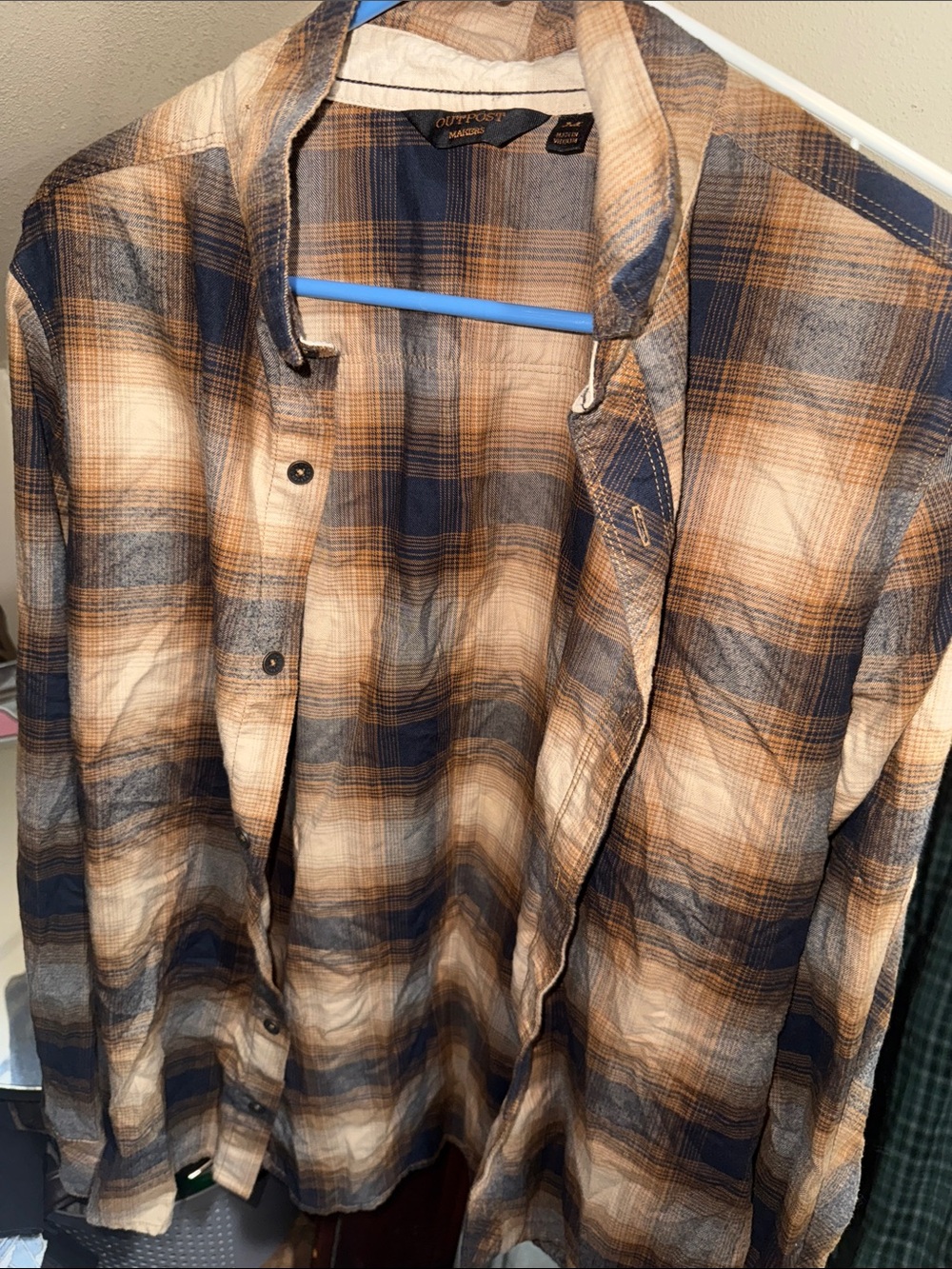 Outpost Men’s Lightweight Plaid Shirt Jacket - Blue & Tan